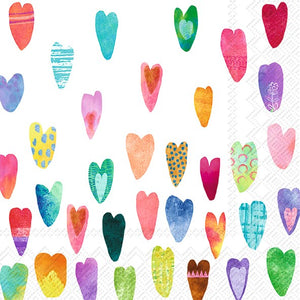 IHR Rainbow Hearts Beverage Paper Napkin