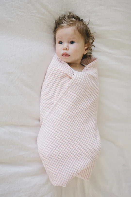 Waffle knit blanket baby sale