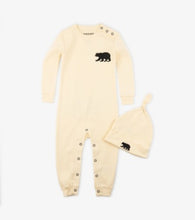 Load image into Gallery viewer, Hatley Little Blue House Little Bear Bum Natural Coverall with Hat
