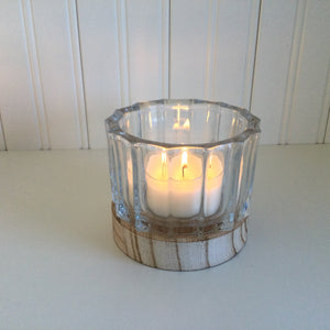 Glass Candle Holder with Wood Base