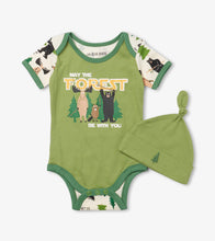 Load image into Gallery viewer, Little Blue House by Hatley May the Forest be With You Onesie with Hat
