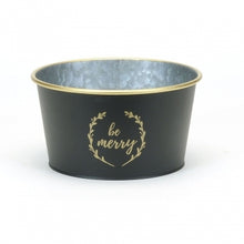 Load image into Gallery viewer, &#39;Be Merry&#39; Gold Trimmed Black Pot
