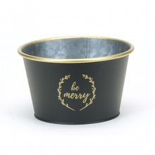 Load image into Gallery viewer, &#39;Be Merry&#39; Gold Trimmed Black Pot
