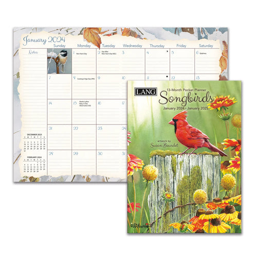 Lang 2024 Songbirds Monthly Pocket Planner