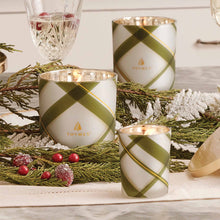 Load image into Gallery viewer, Thymes Frasier Fir Frosted Plaid Medium Candle

