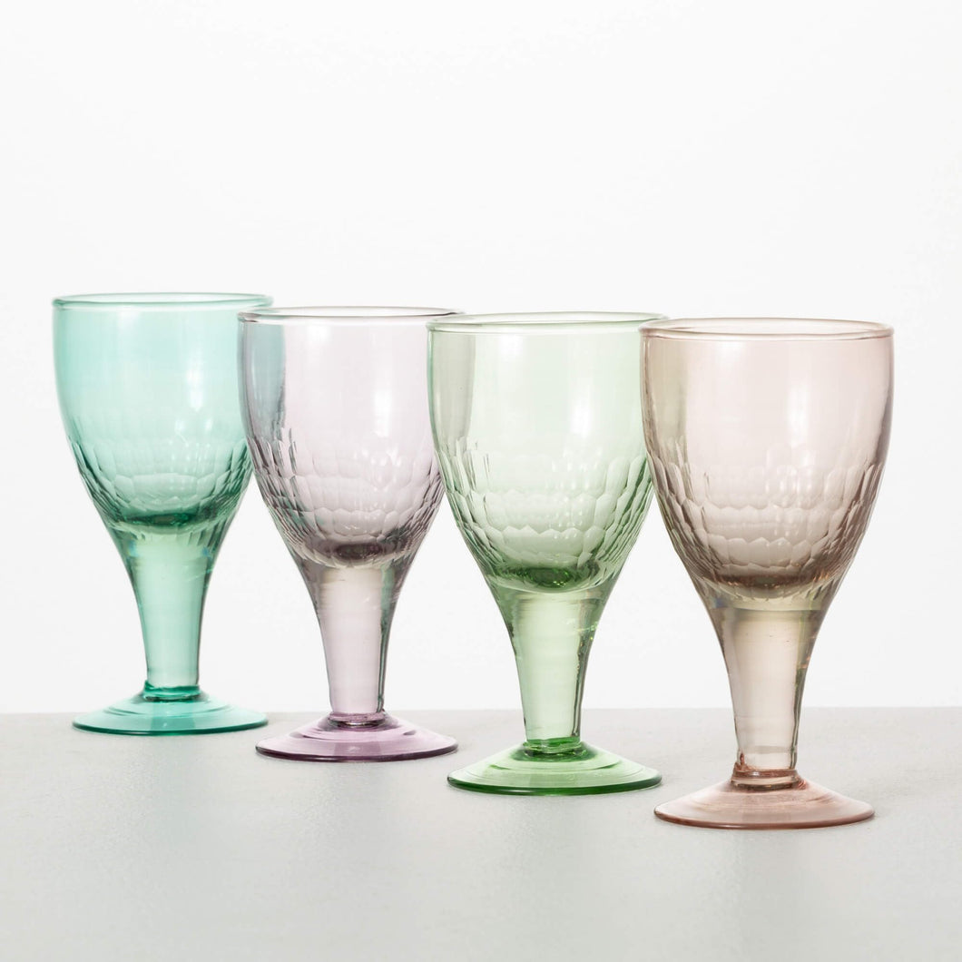Colour Vintage Pastel Glass Goblet Set