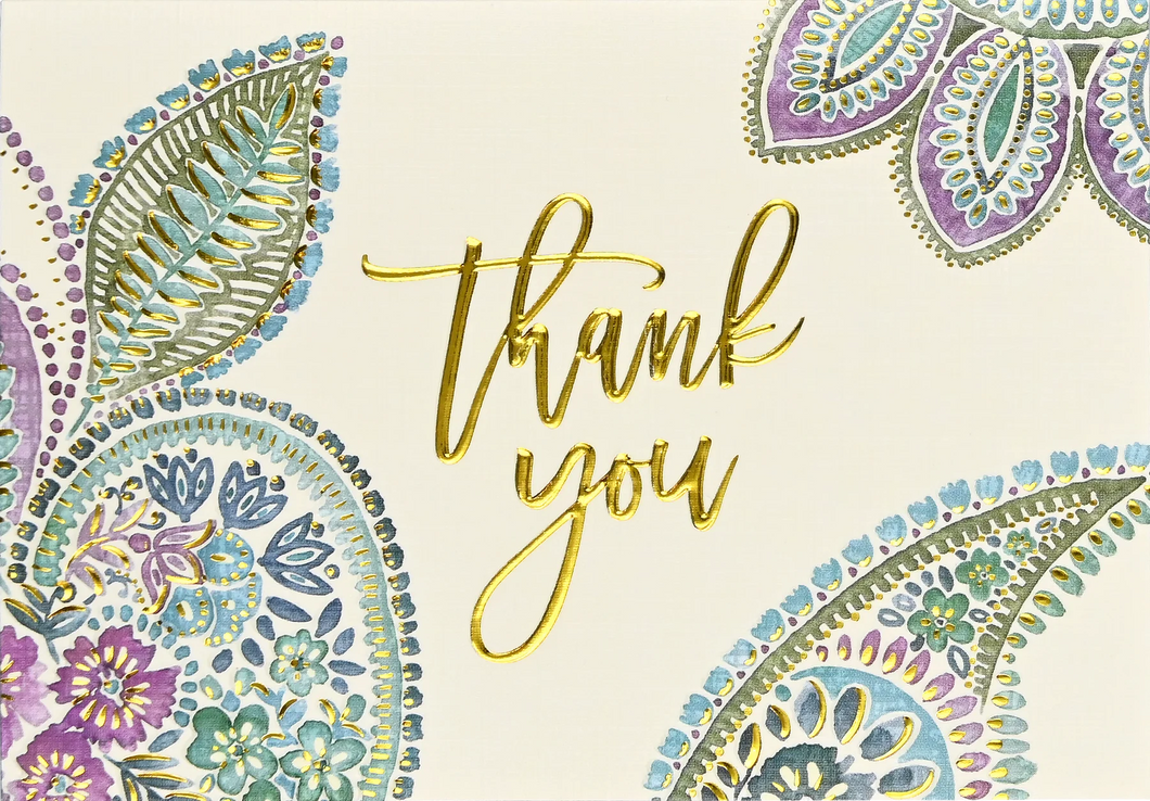 Watercolor Paisley Thank You Notecards