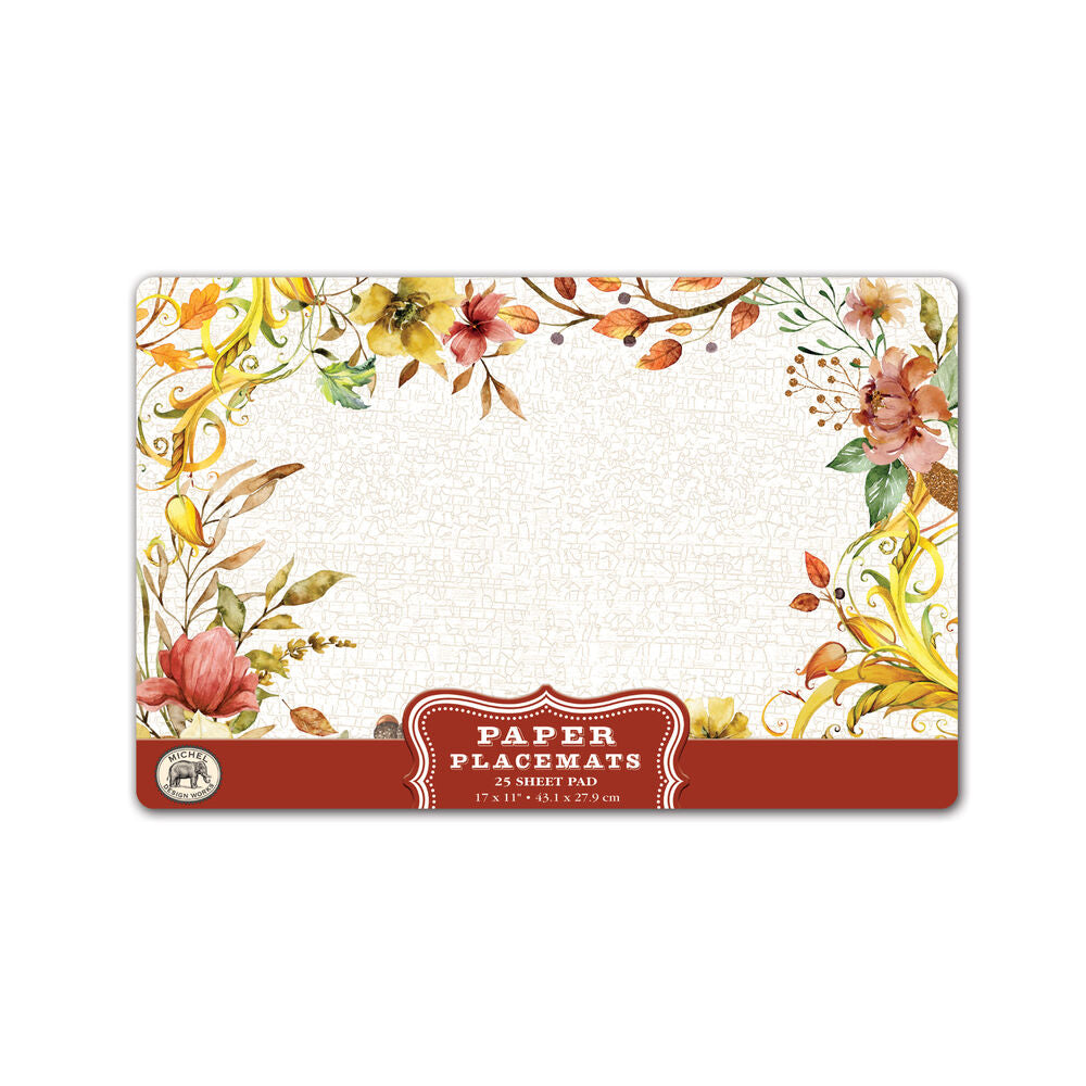Michel Design Works Fall Leaves & Flowers Paper Placemats