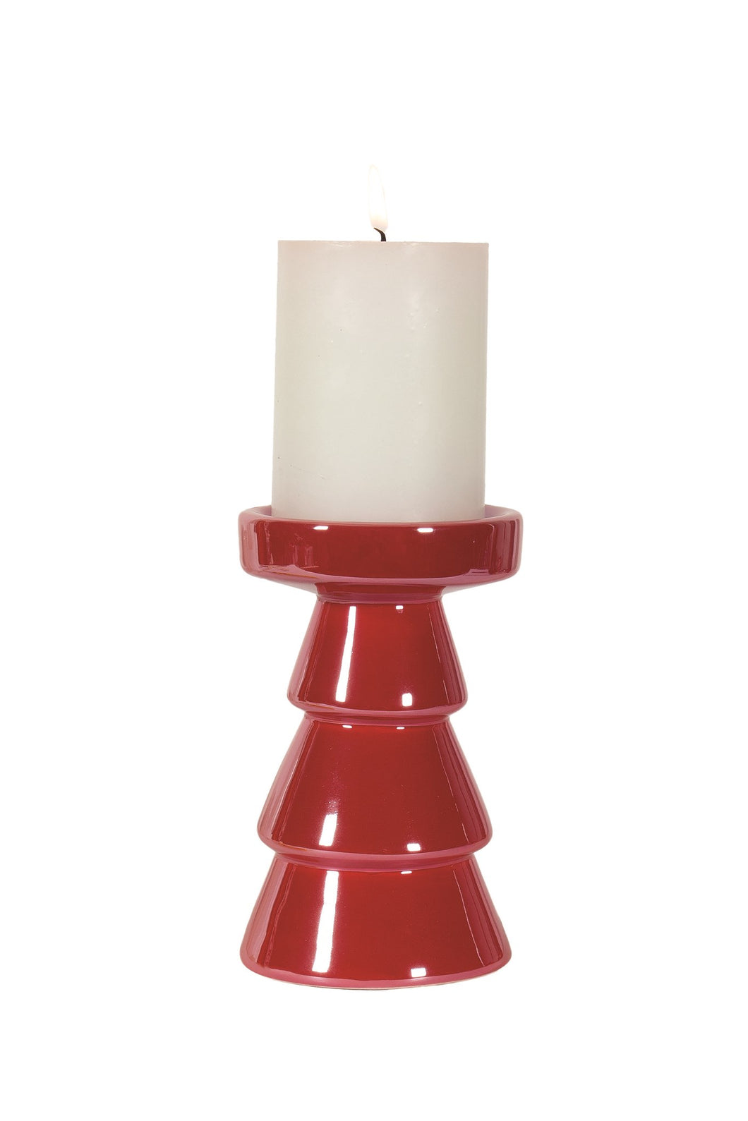 Nutcracker Designs Red Lustre Pillar Candle Holder