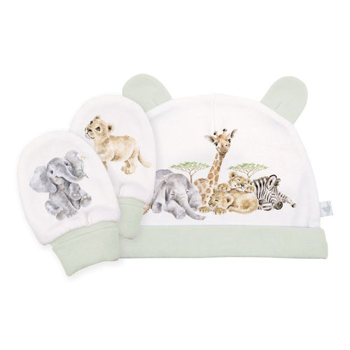 Wrendale Designs Little Savannah Newborn Hat & MItten Set