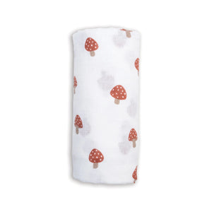 Lulujo Mushrooms Swaddle Blanket