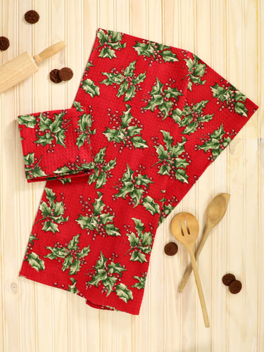 April Cornell Holly Red Teatowel