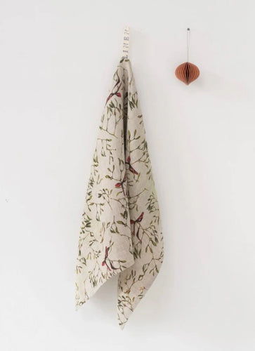 Linen Tales Mistletoe on Natural Teatowel