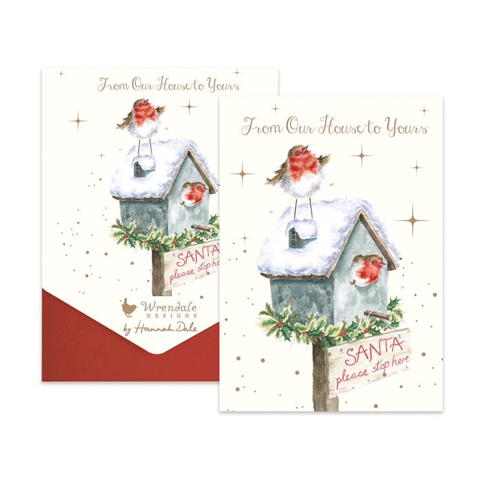 Wrendale Designs Please Stop Here Robin Christmas Card Pack 
