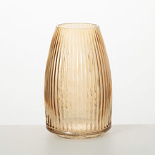 Load image into Gallery viewer, Ribbed Amber Glass Vase
