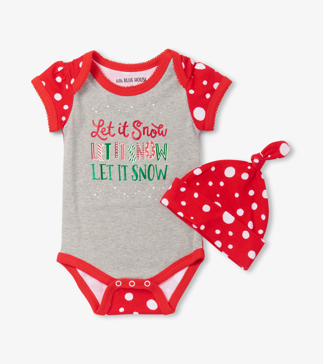 Little Blue House by Hatley Baby Let it Snow Onesie & Hat