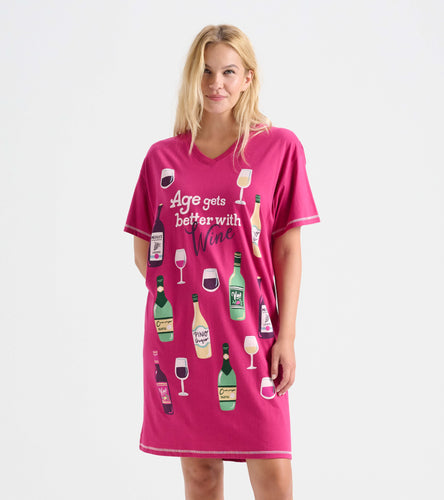 Hatley Little Blue House Age Gets Better with Wine Sleepshirt