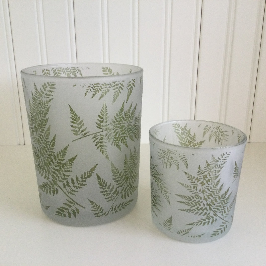 Koppers Frosted Fern Hurricane Candle Holder