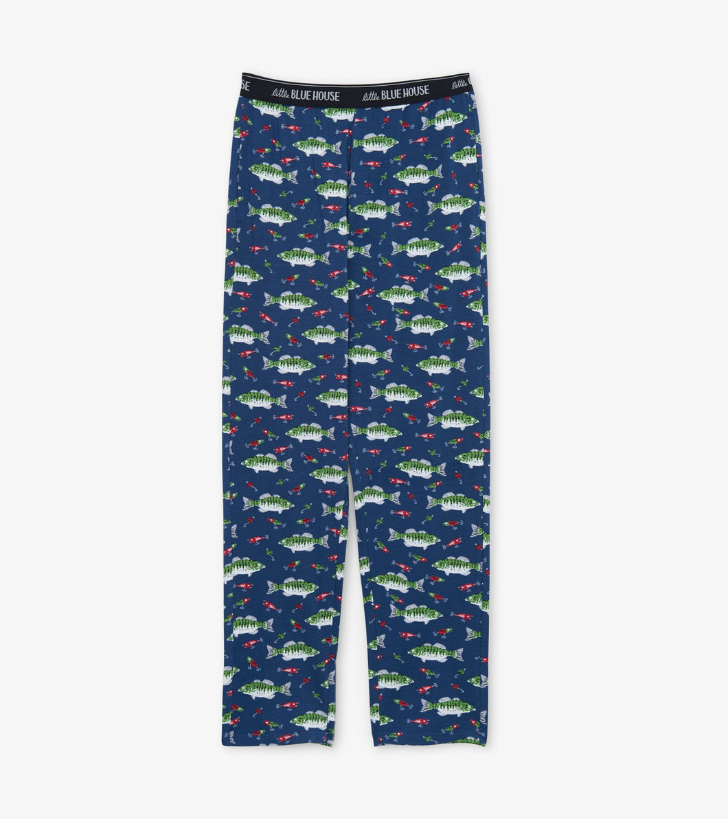 Hatley Little Blue House Gone Fishing Men's Jersey Pajama Pants