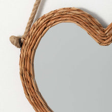 Load image into Gallery viewer, Rattan-trimmed Heart Wall Mirror
