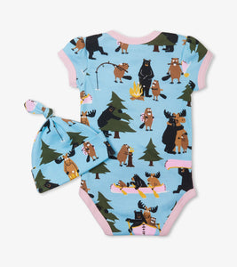 Hatley Little Blue House Onesie Life in the Wild Pink