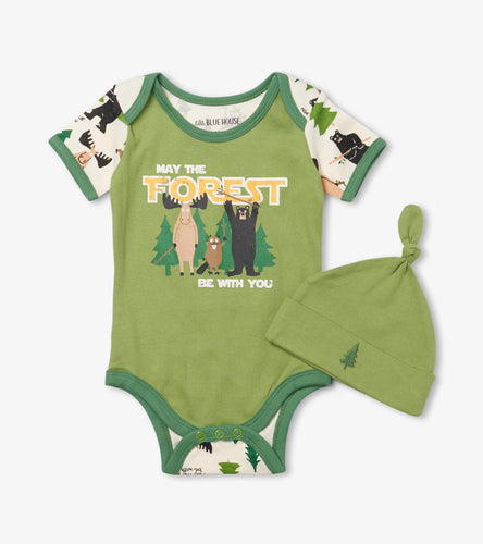 Little Blue House by Hatley May the Forest be With You Onesie with Hat