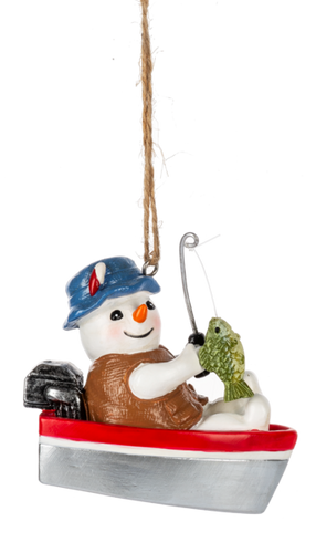 Ganz Fishing Snowman Ornament