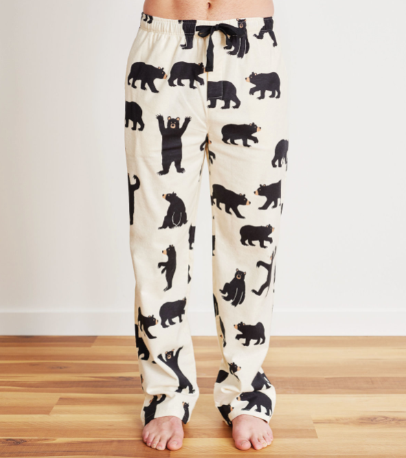 Hatley Little Blue House Bears on Natural Men's Flannel Pants