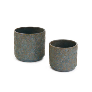 Swirl Embossed Dusty Blue Planters