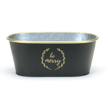 Load image into Gallery viewer, &#39;Be Merry&#39; Gold Trimmed Black Oval Pot
