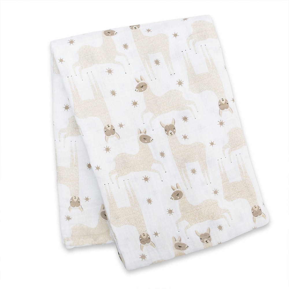 Swaddle Blanket Muslin Cotton Modern Llama The Weathervane