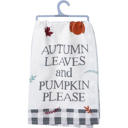 Primitives by Kathy Autumn Leaves and Pumpkin Please Teatowel