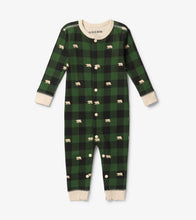 Load image into Gallery viewer, Hatley Little Blue House Forest Green Plaid Union Suit
