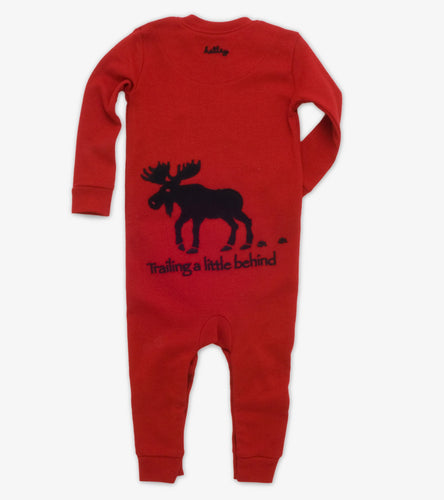 Hatley Little Blue House Red Moose Baby Coverall & Hat